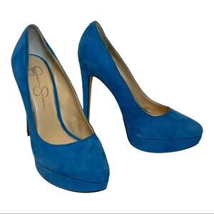 Jessica Simpson Maui Blue Leonne Suede Platform Heels 7.5